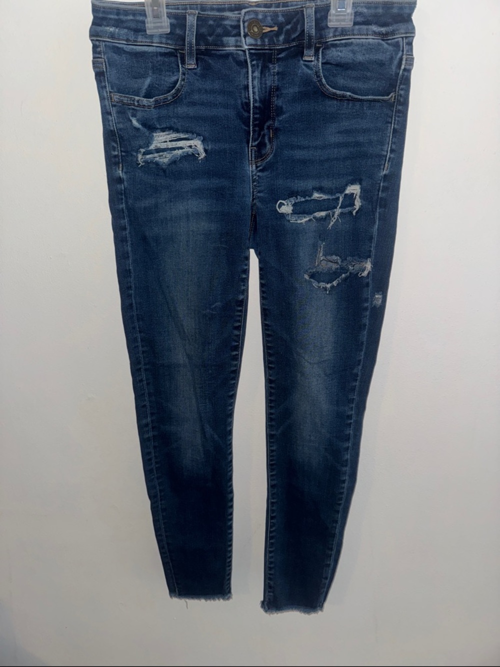 American Eagle Outfitters Women's Distressed Dark Wash Skinny Jeans